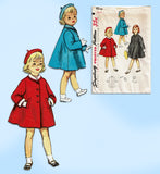 1950s Vintage Simplicity Sewing Pattern 4576 Uncut Girls Flared Coat Size 4