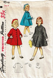 1950s Vintage Simplicity Sewing Pattern 4576 Uncut Girls Flared Coat Size 4