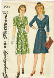 1940s Original Simplicity Sewing Pattern 4583 Uncut WWII Shirtwaist Dress 34B