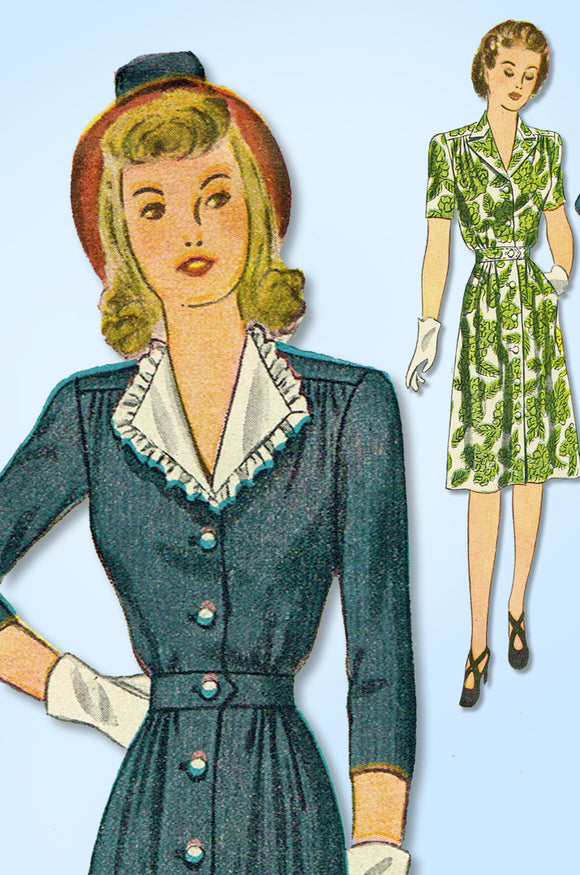 1940s Original Simplicity Sewing Pattern 4583 Uncut WWII Shirtwaist Dress 34B