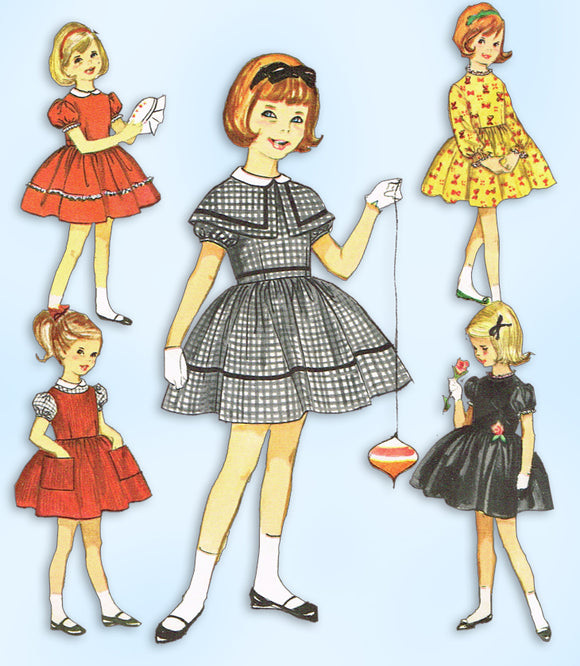 1950s Vintage Simplicity Sewing Pattern 4586 Toddler Girls 7 Day Dress Size 6 - Vintage4me2