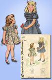 1940s Vintage Simplicity Sewing Pattern 4601 Toddler Girls WWII Dress Size 3 22B