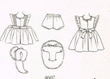 1940s Vintage Simplicity Pattern 4607 Baby Girls Pinafore Dress & Bonnet Size 3