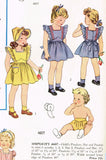 1940s Vintage Simplicity Pattern 4607 Baby Girls Pinafore Dress & Bonnet Sz 6 mos