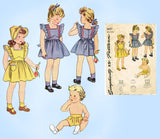 1940s Vintage Simplicity Pattern 4607 Baby Girls Pinafore Dress & Bonnet Sz 6 mos