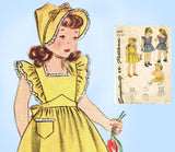 1940s Vintage Simplicity Pattern 4607 Baby Girls Pinafore Dress & Bonnet Sz 6 mos