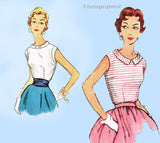 Simplicity 4613: 1950s Cute Misses Sleeveless Blouse 32B Vintage Sewing Pattern
