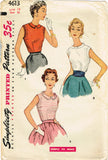 Simplicity 4613: 1950s Cute Misses Sleeveless Blouse 32B Vintage Sewing Pattern