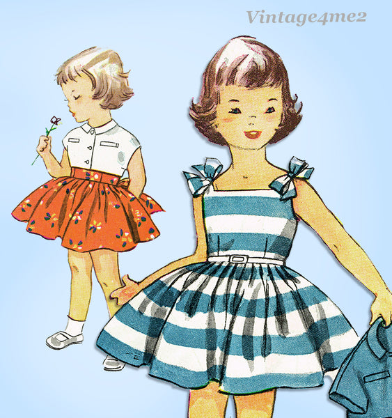 1950s Vintage Simplicity Sewing Pattern 4625 Uncut Toddler Girls Sun Dress Size 3