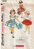 1950s Vintage Simplicity Sewing Pattern 4625 Uncut Toddler Girls Sun Dress Size 3