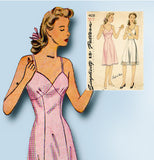 1940s Vintage Simplicity Sewing Pattern 4628 Simple Misses WWII Slip Sz 32 Bust