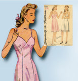1940s Vintage Simplicity Sewing Pattern 4628 Simple Misses WWII Slip Sz 38 Bust