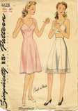 1940s Vintage Simplicity Sewing Pattern 4628 Simple Misses WWII Slip Sz 38 Bust