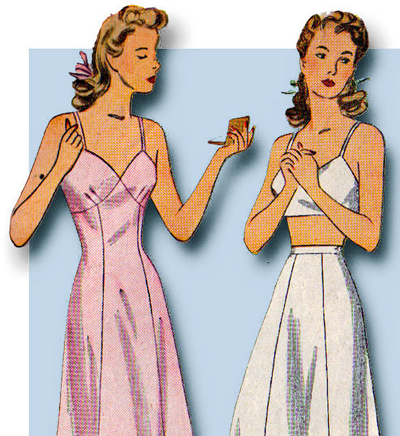 1940s Vintage Simplicity Sewing Pattern 4628 Simple Misses WWII Slip Sz 32 Bust
