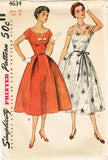 1950s Vintage Simplicity Sewing Pattern 4634 Misses Cocktail Dress