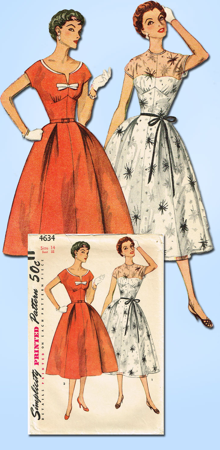 1950s Vintage Simplicity Sewing Pattern 4634 Misses Cocktail Dress Vintage4me2 1950s Vintage Simplicity Sewing Pattern 4634 Misses Cocktail Dress Vintage4me2