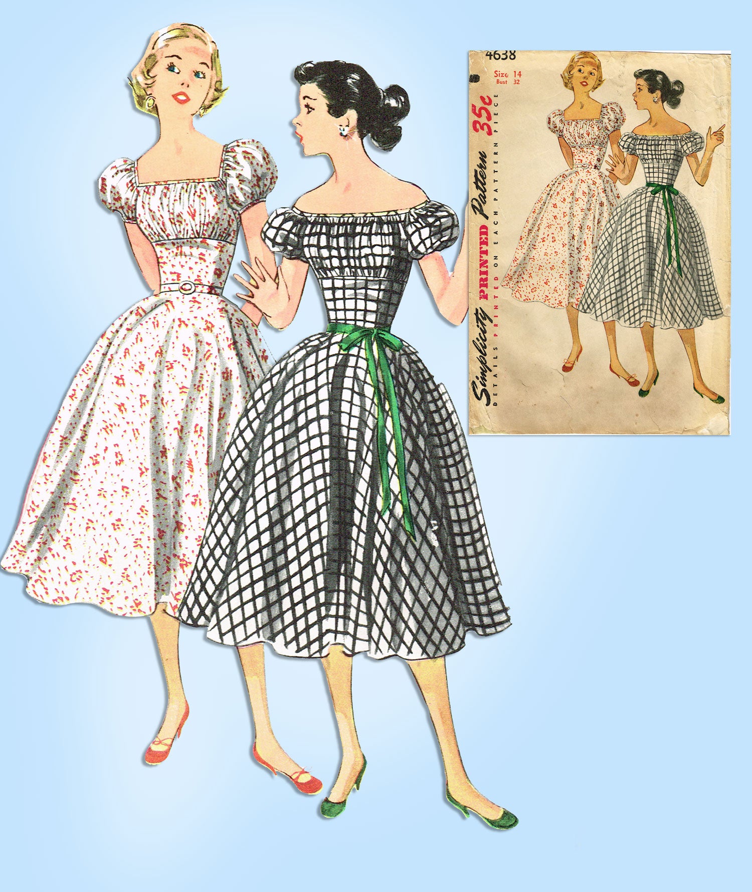 simplicity off the shoulder dress pattern 1950s Vintage Simplicity Sewing Pattern 4638 Misses Off the Shoulder D –  Vintage4me2