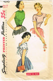 1950s Original Vintage Simplicity Sewing Pattern 4645 Easy Misses Blouse Sz 33B