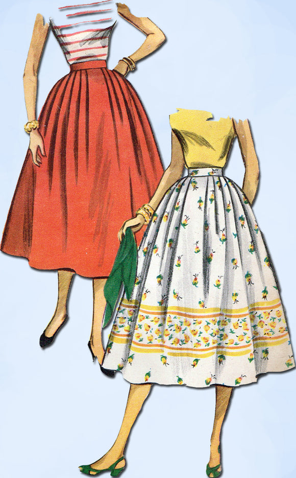 1950s Original Vintage Simplicity Sewing Pattern 4648 Easy Misses Skirt Size 25 W