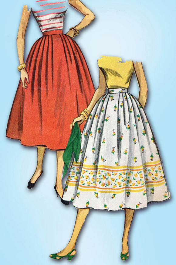 1950s Original Vintage Simplicity Sewing Pattern 4648 Easy Misses Skirt Size 25W
