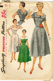 1950s Original Vintage Simplicity Sewing Pattern 4650 Misses Street Dress 32B
