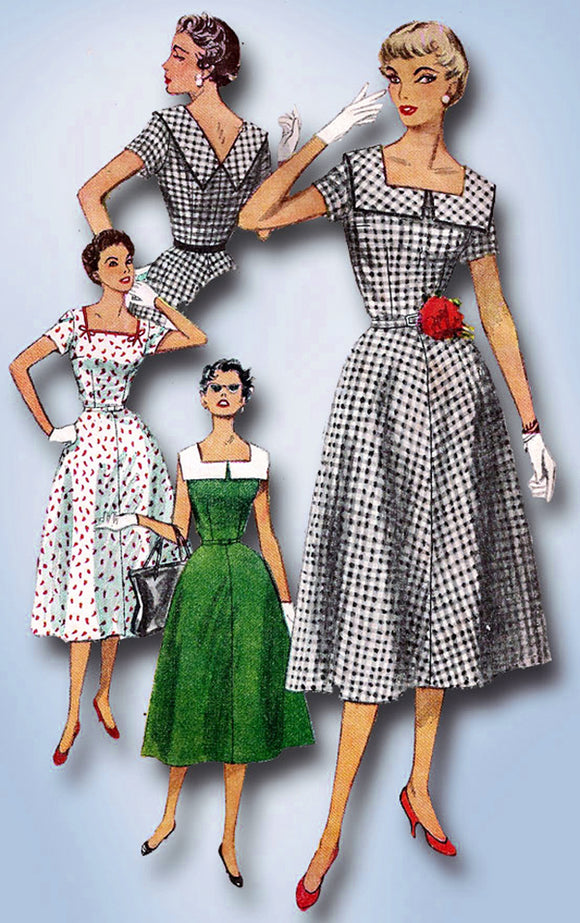 1950s Original Vintage Simplicity Sewing Pattern 4650 Misses Street Dress 36B