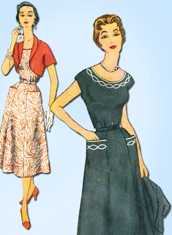 1950s Vintage Simplicity Sewing Pattern 4651 Uncut Misses Dress & Jacket Size 14