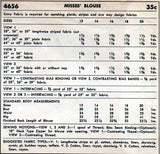 1950s Vintage Misses Blouse Set Uncut 1954 Simplicity Sewing Pattern 4656 Sz 12