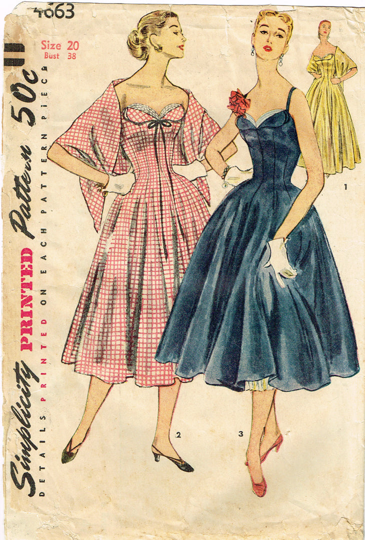 1950s Vintage Simplicity Sewing Pattern 4663 Misses Dress or Gown 38 B ...