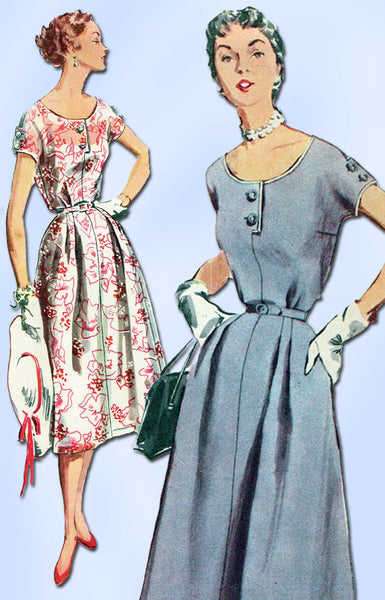 1950s Misses Simplicity Sewing Pattern 4668 Uncut Misses Street Dress Sz 18 36B
