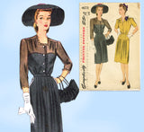 1940s Vintage Simplicity Sewing Pattern 4673 Uncut Plus Size Dinner Dress 40 B