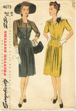 1940s Vintage Simplicity Sewing Pattern 4673 Uncut Plus Size Dinner Dress 40 B