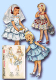 1950s Vintage Simplicity Sewing Pattern 4688 Toddler Girls Party Dress Size 2