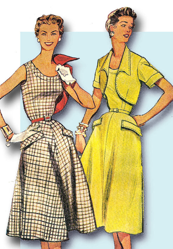 1950s Vintage Simplicity Sewing Pattern 4710 Uncut Misses Dress & Bolero Size 12