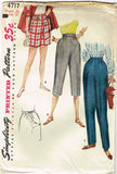 1950s Misses Simplicity Sewing Pattern 4717 Misses Maternity Pants Size 28 Waist