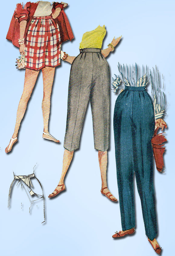 1950s Misses Simplicity Sewing Pattern 4717 Misses Maternity Pants Size 28 Waist