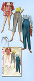 1950s Misses Simplicity Sewing Pattern 4717 Misses Maternity Pants Size 28 Waist