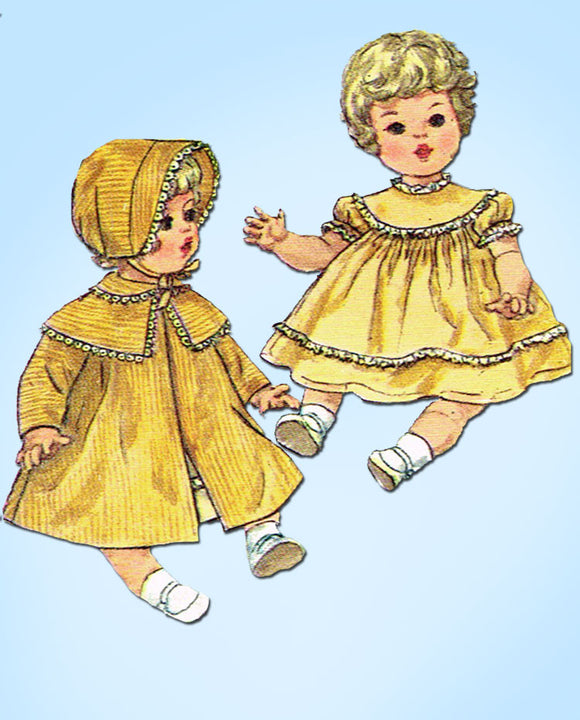 1960s Vintage Simplicity Sewing Pattern 4727 14 Inch Baby Doll Clothes Set -Vintage4me2