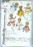 1960s Vintage Simplicity Sewing Pattern 4727 18" Betsy Wetsy Baby Doll Clothes