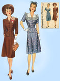 1940s Vintage Simplicity Sewing Pattern 4736 Misses WWII Rouched Suit Sz 34 Bust - Vintage4me2