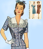 1940s Vintage Simplicity Sewing Pattern 4736 Misses WWII Rouched Suit Sz 36 Bust - Vintage4me2