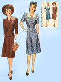 1940s Vintage Simplicity Sewing Pattern 4736 Misses WWII Rouched Suit Sz 36 Bust - Vintage4me2