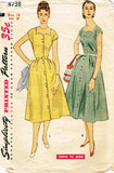 1950s Vintage Simplicity Sewing Pattern 4738 Uncut Misses Day Dress Size 18 36B