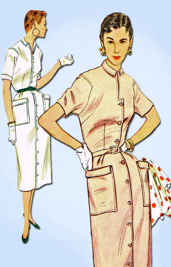 1950s Vintage Simplicity Sewing Pattern 4739 Uncut Misses Slender Dress Size 32B