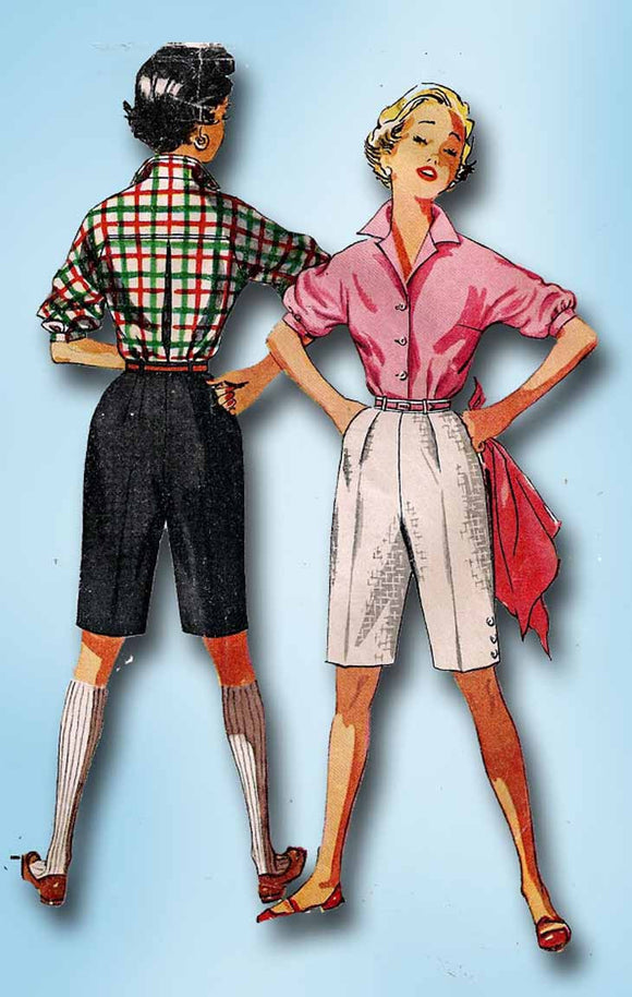 1950s Vintage Simplicity Sewing Pattern 4746 Uncut Misses Shorts and Blouse 31B