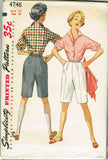 1950s Vintage Simplicity Sewing Pattern 4746 Uncut Misses Shorts & Blouse Sz 30B