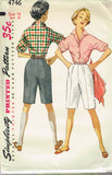 1950s Vintage Simplicity Sewing Pattern 4746 Uncut Womens Shorts & Blouse Sz 32B