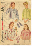 Simplicity 4756: 1940s Misses Bedjacket & Slippers 32B Vintage Sewing Pattern