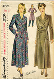 1940s Vintage Simplicity Sewing Pattern 4759 Uncut WWII Housecoat Size 32 Bust