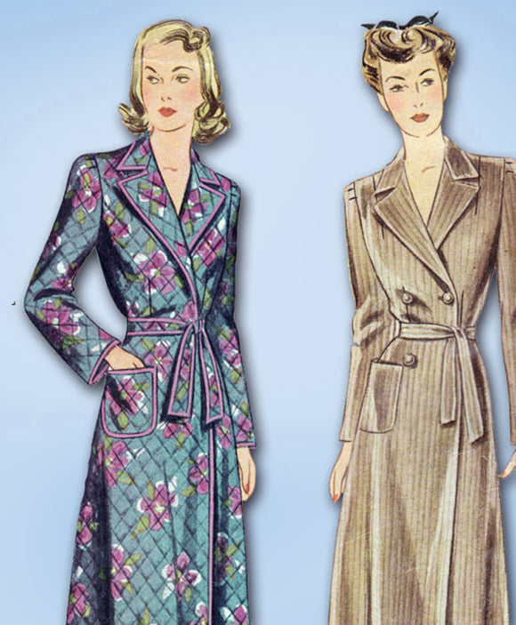 1940s Vintage Simplicity Sewing Pattern 4759 Uncut WWII Housecoat Size 32 Bust